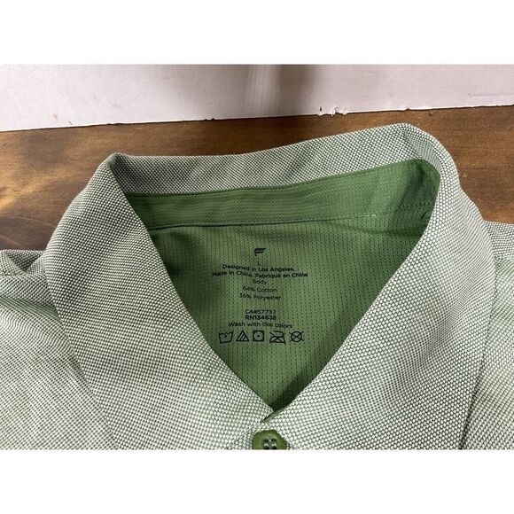 Fabletics Shirt Mens Size Large Green The Dash Short Sleeve Button Up Knit NEW - Picture 2 of 9